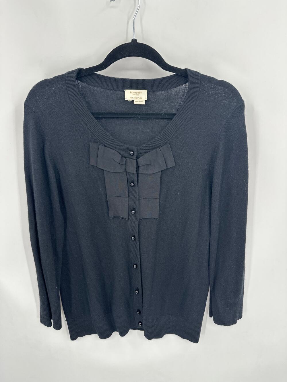 Kate Spade Black Cardigan with Bow Style Front Accents Size Medium